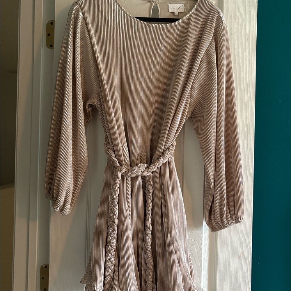 Entro Pleated Dress with Braided Belt